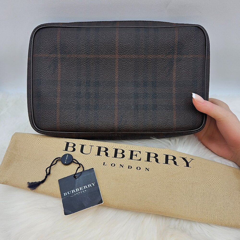 Burberry  Dark Brown Haymarket Check Clutch